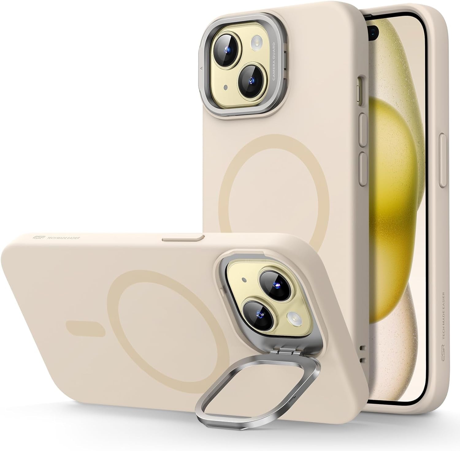 ESR Cloud Kickstand Halolock MagSafe Silicone Case - For iPhone 15 - mosaccessories